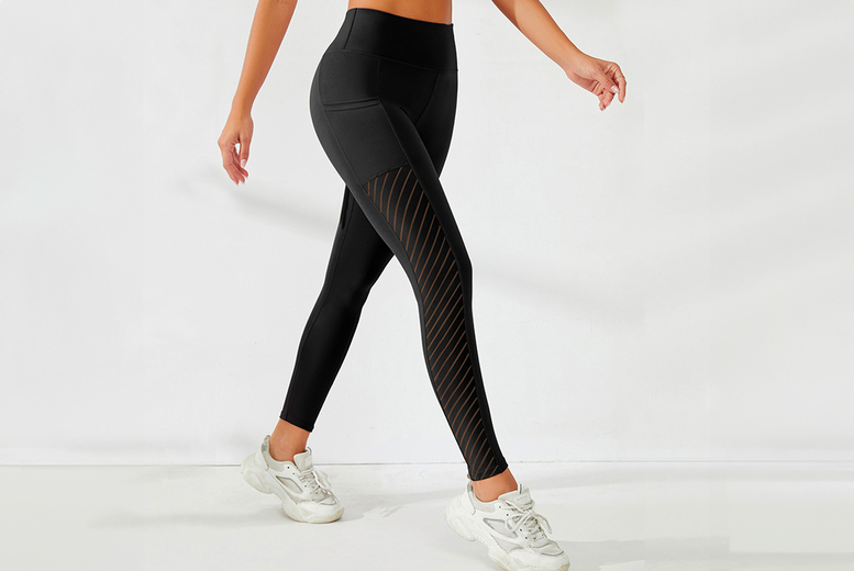 Body Shaping Mesh Yoga & Running Leggings – High Elasticity, Breathable, Butt-Lifting Sportswear | Wowcher