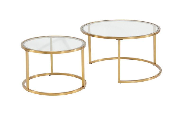 Contemporary Glass Top Nesting Coffee Tables – 2-in-1 Space-Saving Set, Gold Stainless Steel, Modern Living Room Furniture | Wowcher Contemporary Glass Top Nesting Coffee Tables – 2-in-1 Space-Saving Set, Gold Stainless Steel, Modern Living Room Furniture | Wowcher