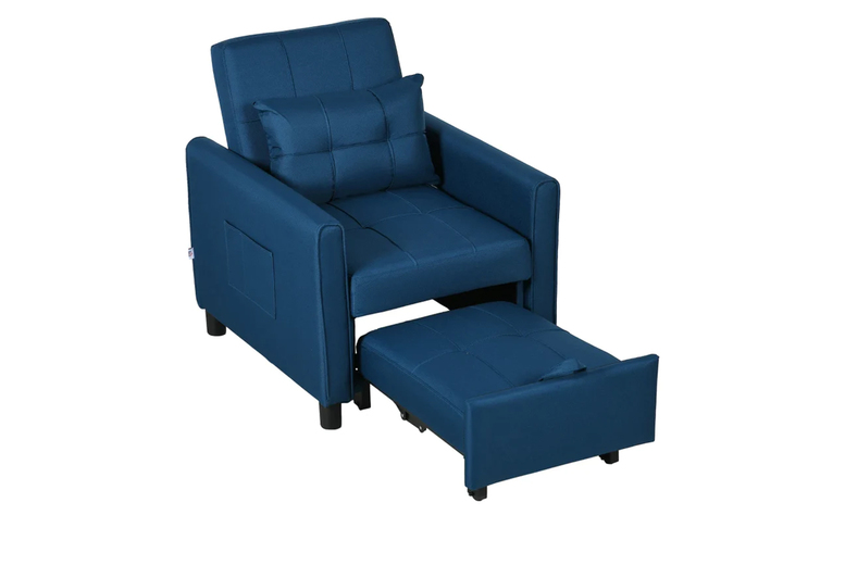 Fabric Foldable Single Reclining Sofa Bed with Pillow – Modern Space-Saving Guest Chair, 3 Colours | Wowcher
