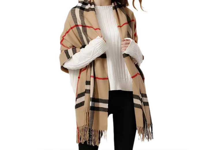 Unisex CAMEL: A   Classic Check Scarf in 6 Colours | Wowcher