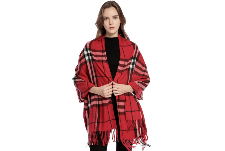 Unisex RED: A   Classic Check Scarf in 6 Colours | Wowcher