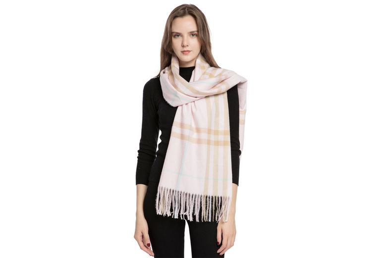 Unisex PINK: A   Classic Check Scarf in 6 Colours | Wowcher