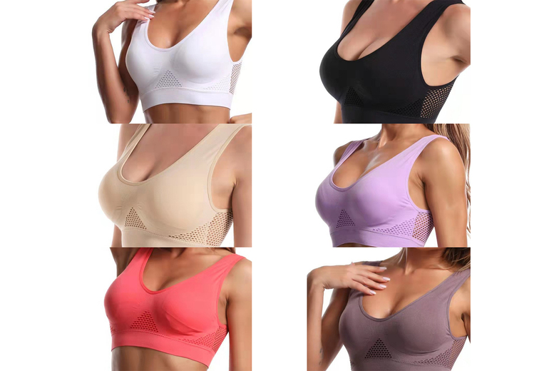 Women's 3XL / WHITE: A Mesh Hollow Breathable Sports Bra | Wowcher