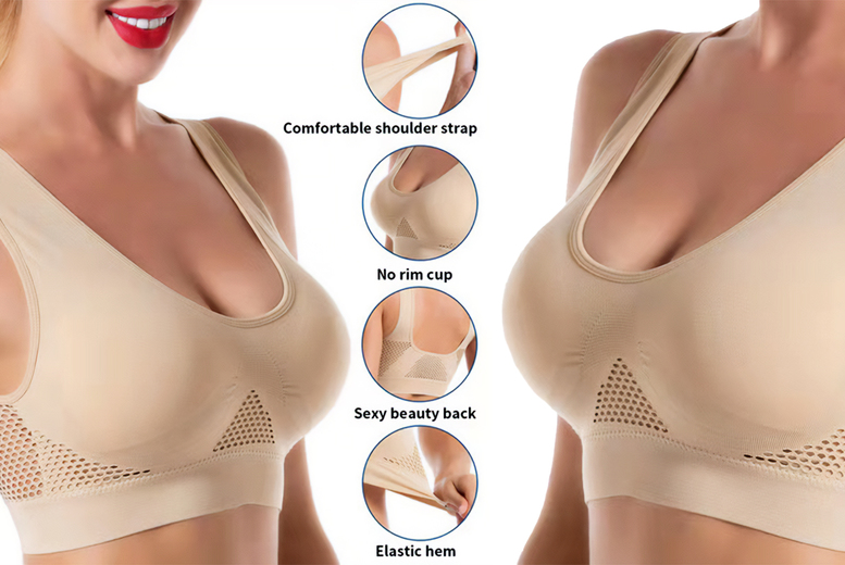 Women's S / APRICOT: A Mesh Hollow Breathable Sports Bra | Wowcher