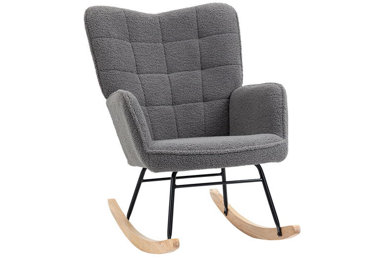 Boucle Rocking Chair – Beige Or Dark Grey! | Wowcher Boucle Rocking Chair – Beige Or Dark Grey! | Wowcher