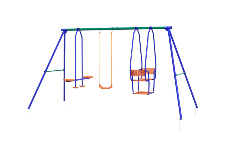 Children’s Outdoor 3-in-1 Swing Set – Ages 3-8, Multi-Child, Garden Play, UV-Resistant | Wowcher Children’s Outdoor 3-in-1 Swing Set – Ages 3-8, Multi-Child, Garden Play, UV-Resistant | Wowcher