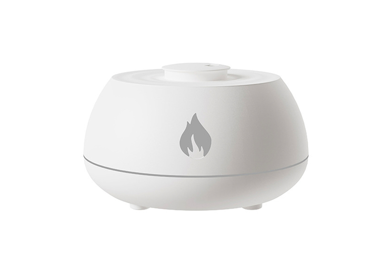 Aromatherapy LED Mist Flame Humidifier – ABS Tabletop Home Decor (130ml, Modern, Black or White) | Wowcher