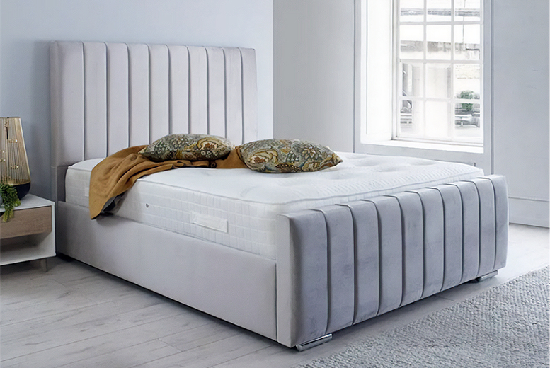 Elegant Sara Bed Frame & Sturdy Base – Modern Linen Grey, 4 Sizes | Wowcher Elegant Sara Bed Frame & Sturdy Base – Modern Linen Grey, 4 Sizes | Wowcher
