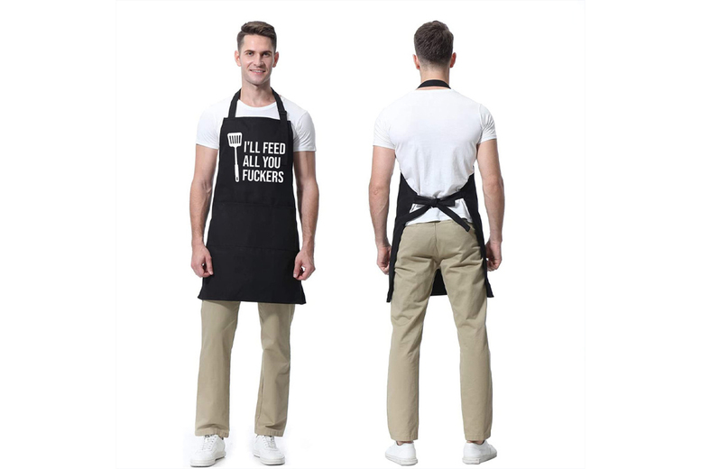 Funny Cotton Cooking Apron with 2 Pockets – Adjustable, Breathable, Unisex | Wowcher