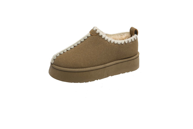 Brown Women’s Faux Suede Platform Mini Boots – Cosy Slip-On Winter Footwear | Wowcher