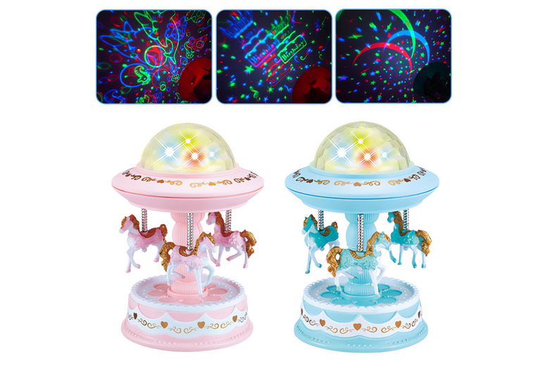 Kids’ Merry-Go-Round Projection Music Box in 2 Colours | Wowcher