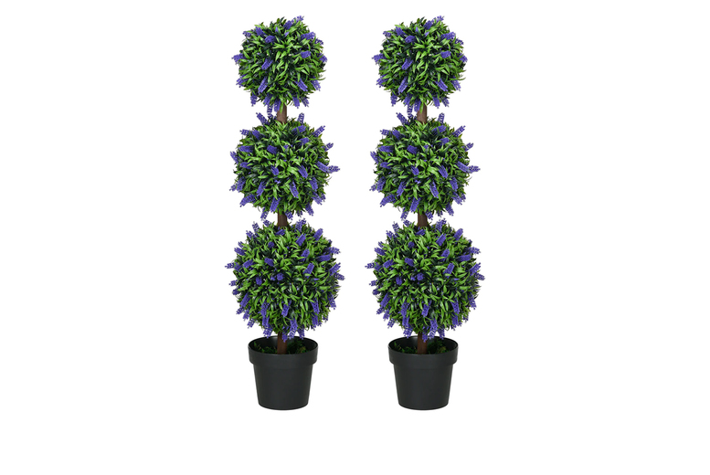 Set of 2 Low Maintenance Artificial Lavender Plants with Pot – Indoor/Outdoor Decor | Wowcher