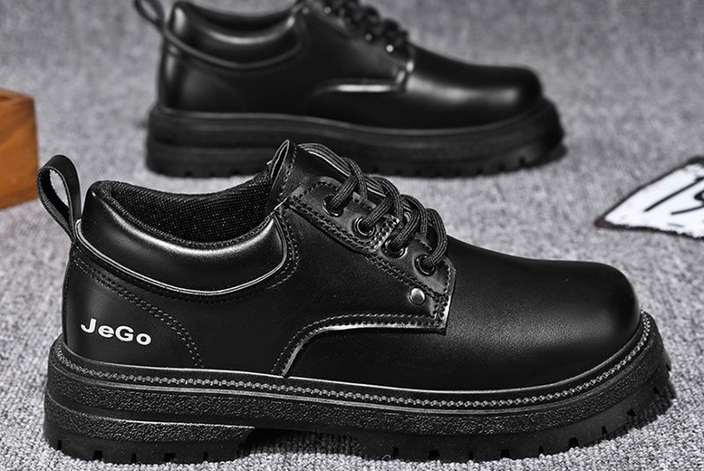 Men’s PU Leather Soft Toe Work Shoes – Breathable, Durable, Lace-Up Safety Trainers | Wowcher