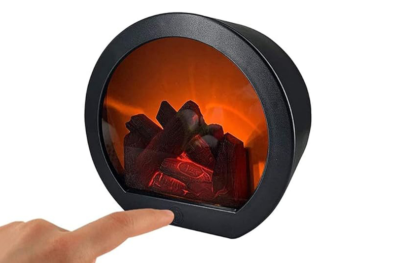 Radiant LED Modern Fireplace Lantern – Contemporary Living Room Decor, 3 Styles, USB-Powered | Wowcher