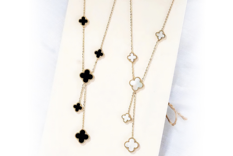 Gold-Plated Four-Leaf Clover Bracelet – Adjustable, Hypoallergenic, 8 Colours | Wowcher