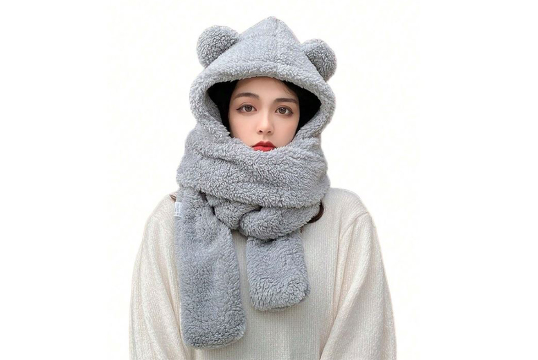 Unisex Cream 3 in 1 Winter Bear Hat, Scarf, and Gloves in 4 Options | Wowcher Unisex Cream 3 in 1 Winter Bear Hat, Scarf, and Gloves in 4 Options | Wowcher