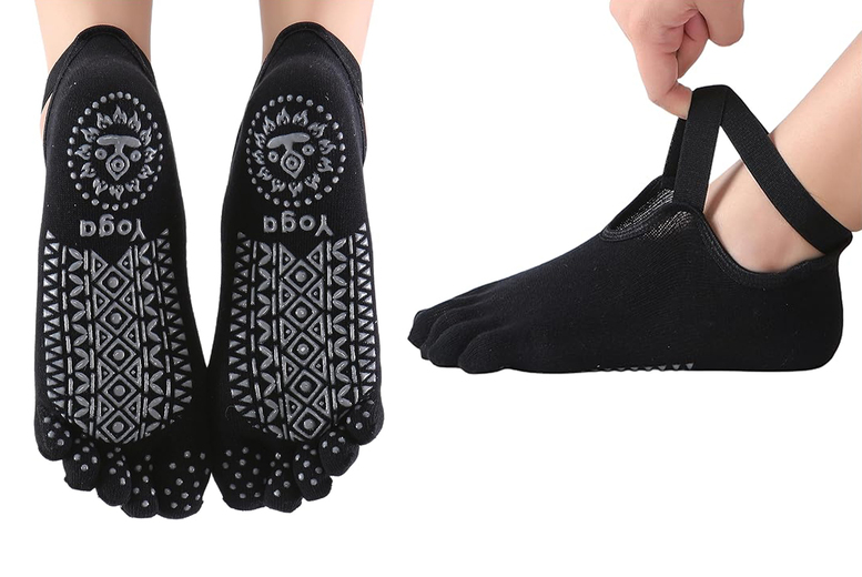 Grey Women’s 3-Pair Yoga Socks with Grips – 6 Colours | Wowcher