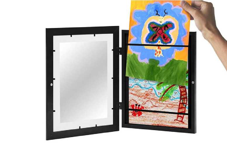 Modern Wooden Wall Art Frame – Magnetic Display, MDF, Versatile Hanging, A4 Size | Wowcher