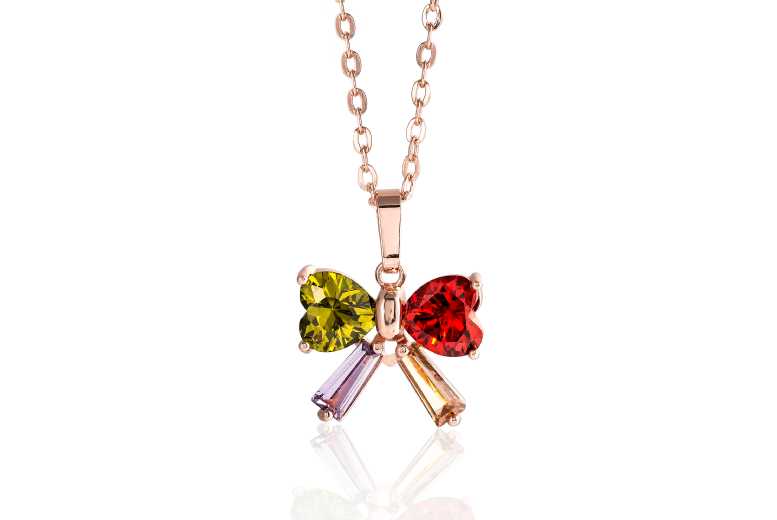 Rose Gold Plated Multi-Coloured Crystal Pendant & Earrings Jewellery Set – Gift Boxed | Wowcher