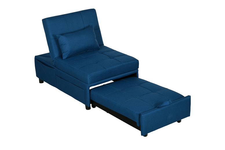 4-in-1 Blue Fabric Reclining Sofa Bed with Storage – Modern Convertible Chair | Wowcher 4-in-1 Blue Fabric Reclining Sofa Bed with Storage – Modern Convertible Chair | Wowcher