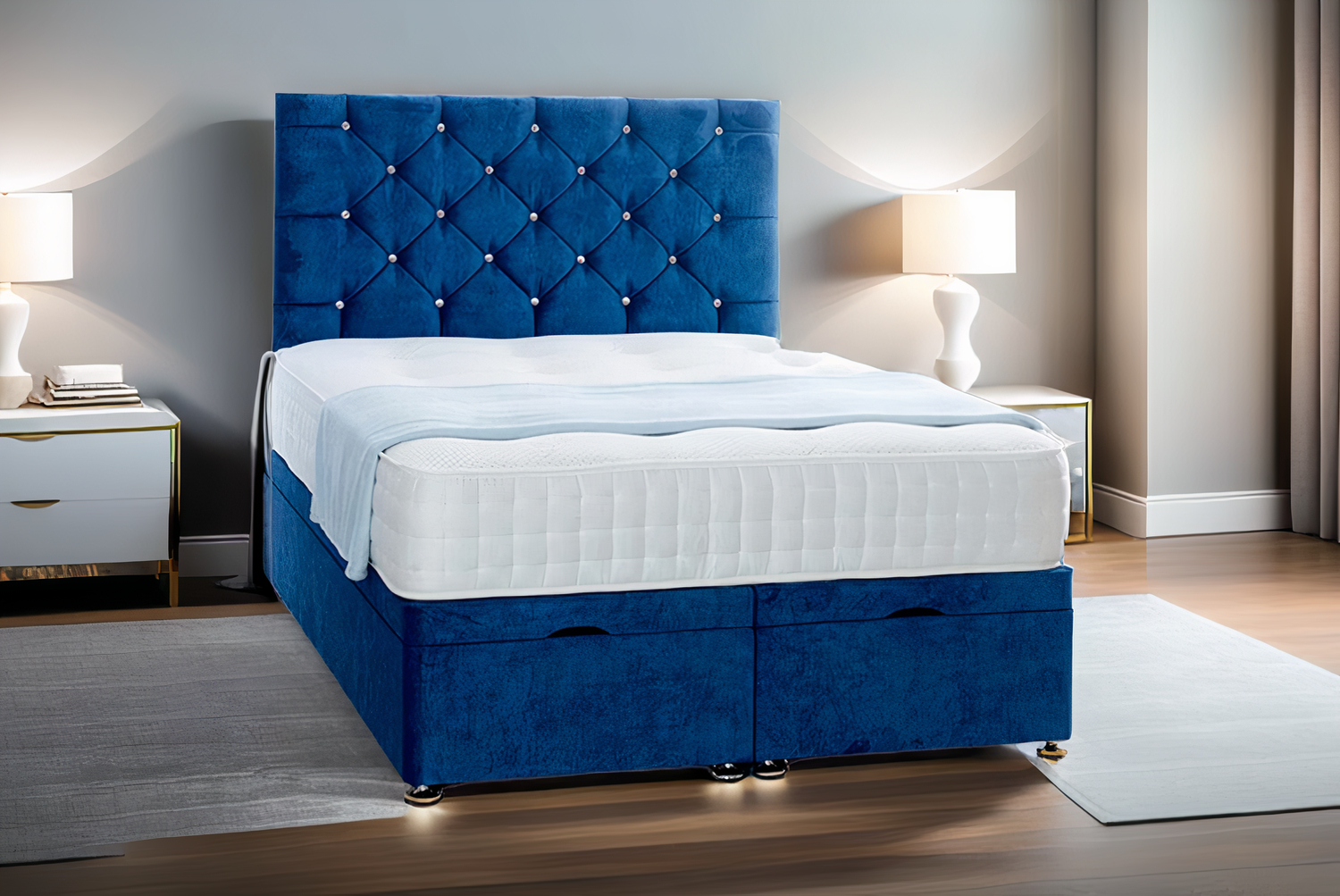 Velvet Ottoman Bed w/ Memory Foam Mattress – 10 Colours! Velvet Ottoman Bed w/ Memory Foam Mattress – 10 Colours!