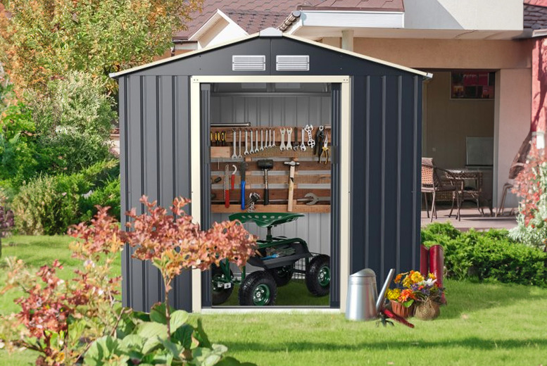 7 x 4ft Walk-in Metal Storage Shed – Weatherproof, Lockable, Spacious Garden Building | Wowcher 7 x 4ft Walk-in Metal Storage Shed – Weatherproof, Lockable, Spacious Garden Building | Wowcher