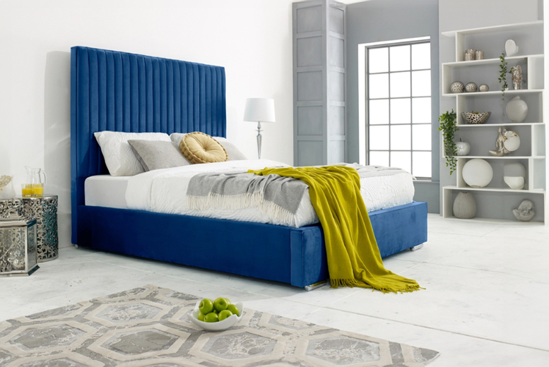 Blue Plush Nina All-In-One Bed Frame with Mattress – Comfort & Style, Multiple Sizes | Wowcher Blue Plush Nina All-In-One Bed Frame with Mattress – Comfort & Style, Multiple Sizes | Wowcher
