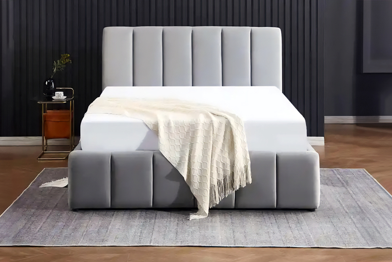 Robbin Grey Plush Velvet Bed Frame – Modern & Sturdy | Wowcher