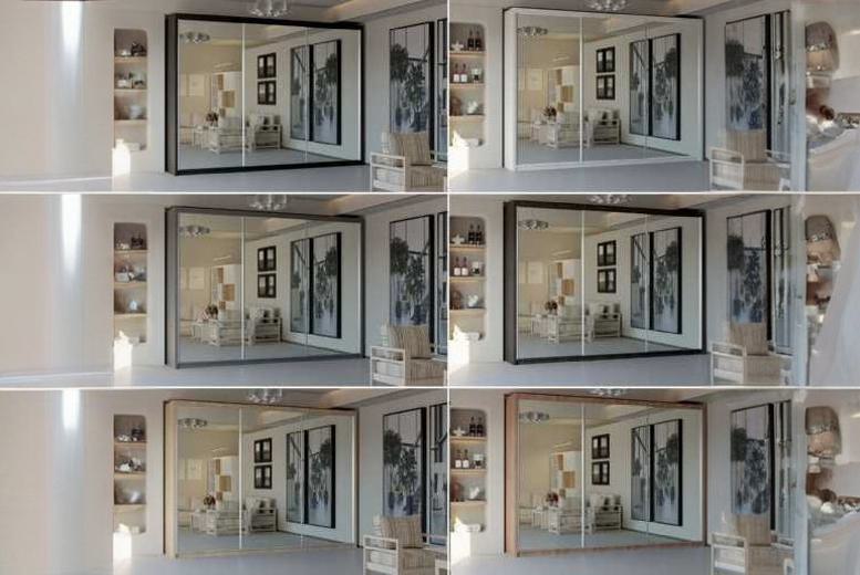 Chicago 250cm Mirrored Sliding Door Wardrobe – Contemporary Bedroom Storage, Multiple Colours | Wowcher Chicago 250cm Mirrored Sliding Door Wardrobe – Contemporary Bedroom Storage, Multiple Colours | Wowcher