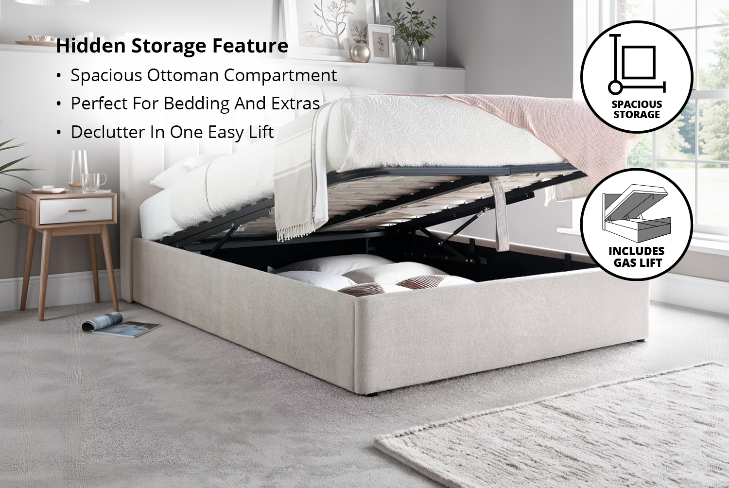 Chelsea Velvet Ottoman Storage Bed – Lift-Up, 5 Sizes, Plush Upholstery | Wowcher Chelsea Velvet Ottoman Storage Bed – Lift-Up, 5 Sizes, Plush Upholstery | Wowcher