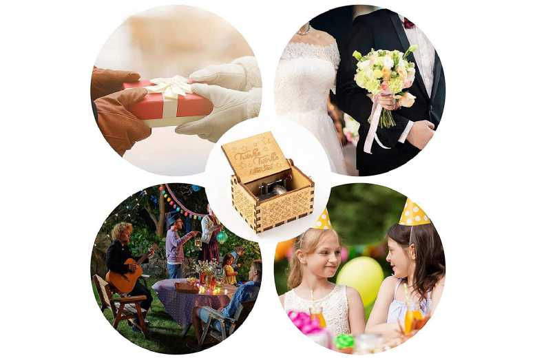 Charming Wooden Hand Crank Music Box – Handcrafted Keepsake Gift for All Ages, Classic Melodies, No Batteries Needed – 1 Option – Perfect for Gifting