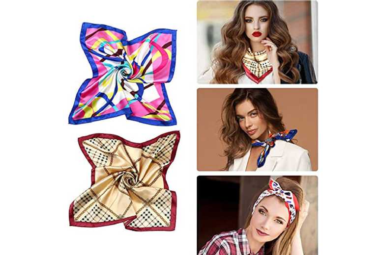 Black 6-Piece Satin Square Scarf Set – Vibrant Women’s Accessory Collection | Wowcher