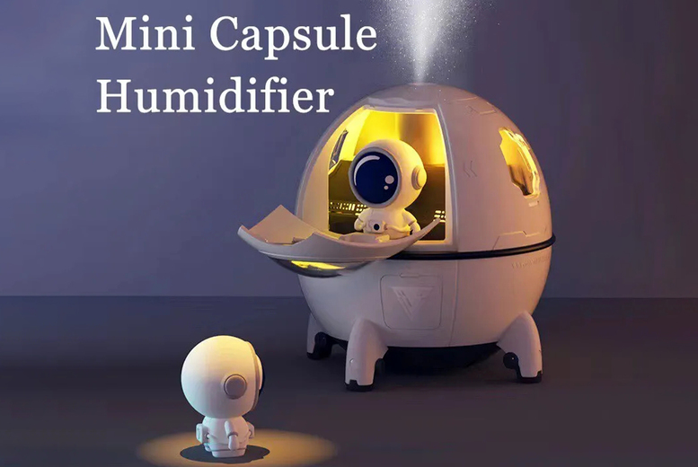 Space Themed LED Air Humidifier Table Lamp – Modern ABS & PC, Portable, 220ml, Home Decor Accent | Wowcher