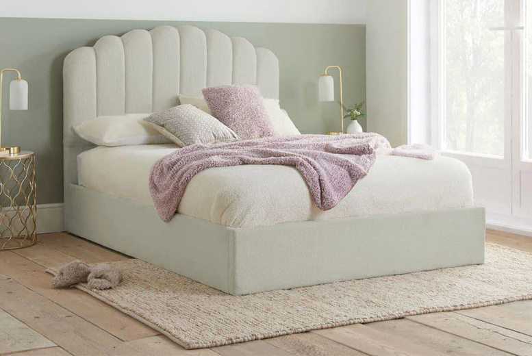 Alaska Boucle Teddy Fleece Modern Bed Frame & Sturdy Base – 5 Sizes | Wowcher