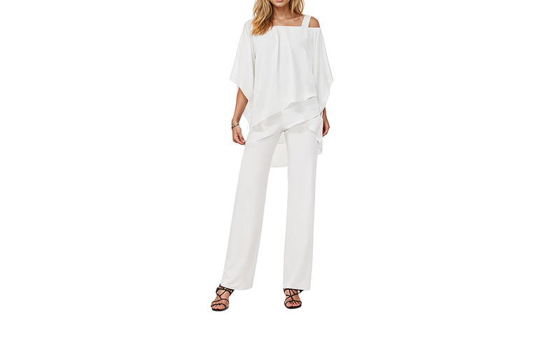 Black Women’s Wide Leg Jumpsuit with Shawl Top – 6 Sizes, 5 Colours | Wowcher