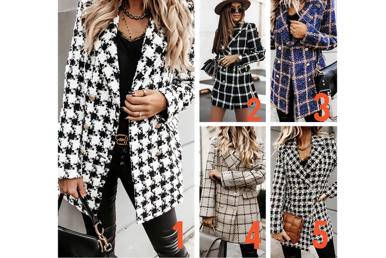 UK 12 / 4: A Women's Classic Fit Plaid Coat for Winter or Autumn in 5 Sizes & Colours | Wowcher