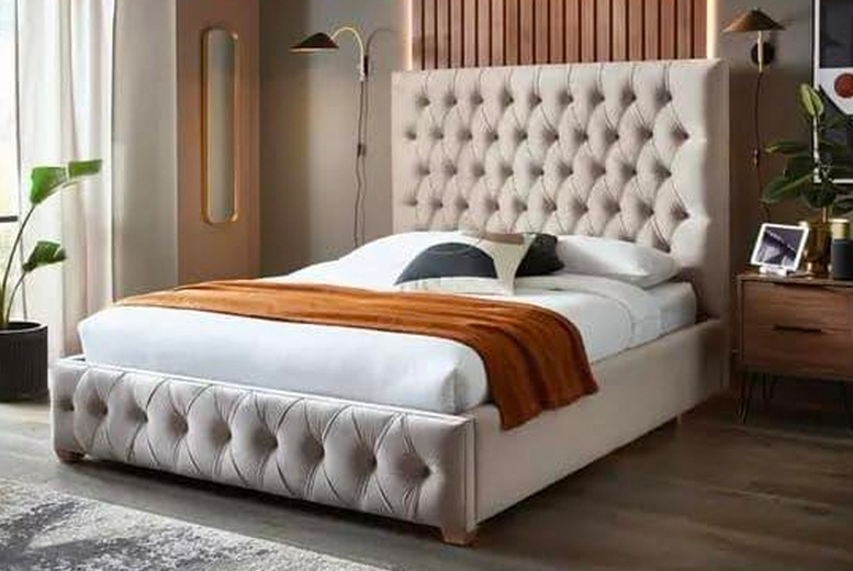 Elegant Plush Velvet Chesterfield Bed Frame | Wowcher