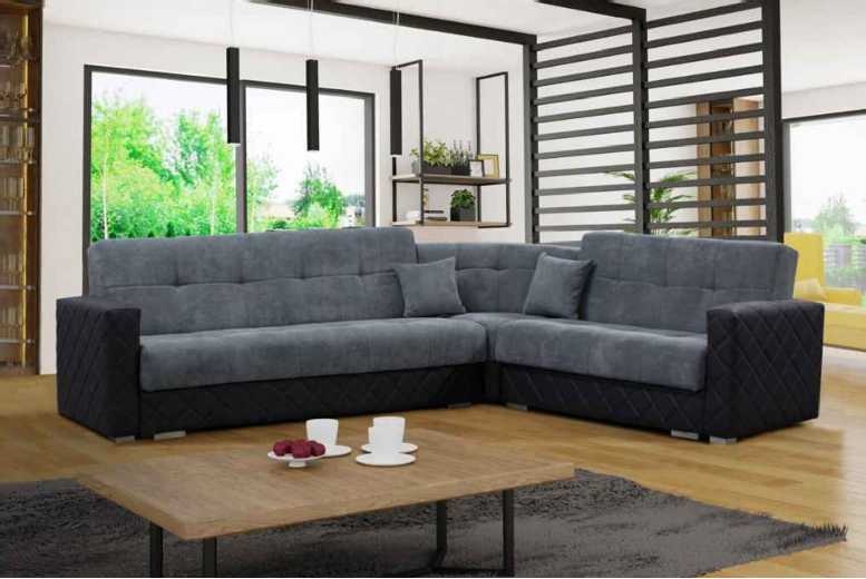 Gracias Grey Fabric Modern 3-Seater Corner Sofa Bed with Storage | Wowcher Gracias Grey Fabric Modern 3-Seater Corner Sofa Bed with Storage | Wowcher