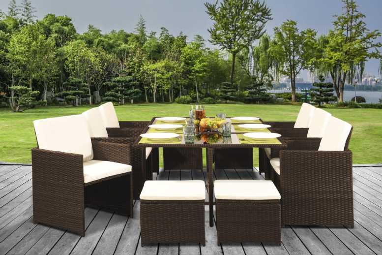 11-Piece Weather-Resistant Rattan Cube Dining Set | Wowcher 11-Piece Weather-Resistant Rattan Cube Dining Set | Wowcher