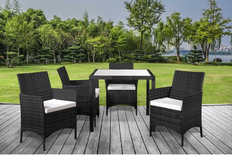Weather-Resistant PE Rattan 4 Seater Outdoor Dining Set – Compact, Modern Garden Furniture | Wowcher Weather-Resistant PE Rattan 4 Seater Outdoor Dining Set – Compact, Modern Garden Furniture | Wowcher