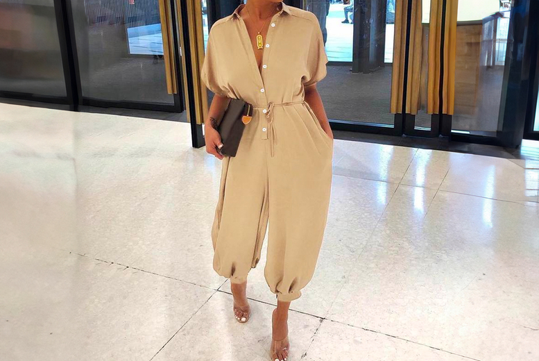 Women’s Purple Wide Leg Jumpsuit – Breathable Summer Style in 8 Sizes and 5 Colours | Wowcher