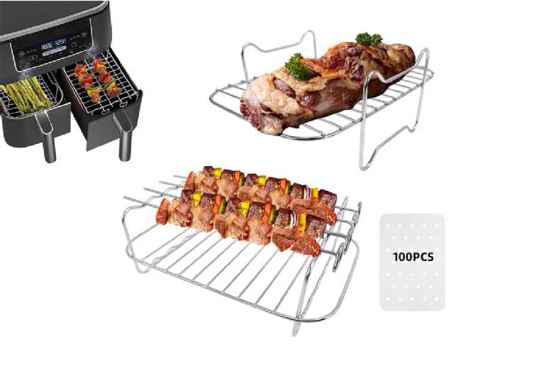 Premium Stainless Steel Air Fryer Grill Rack Kit – Compact, Versatile, Easy-Clean Accessory | Wowcher