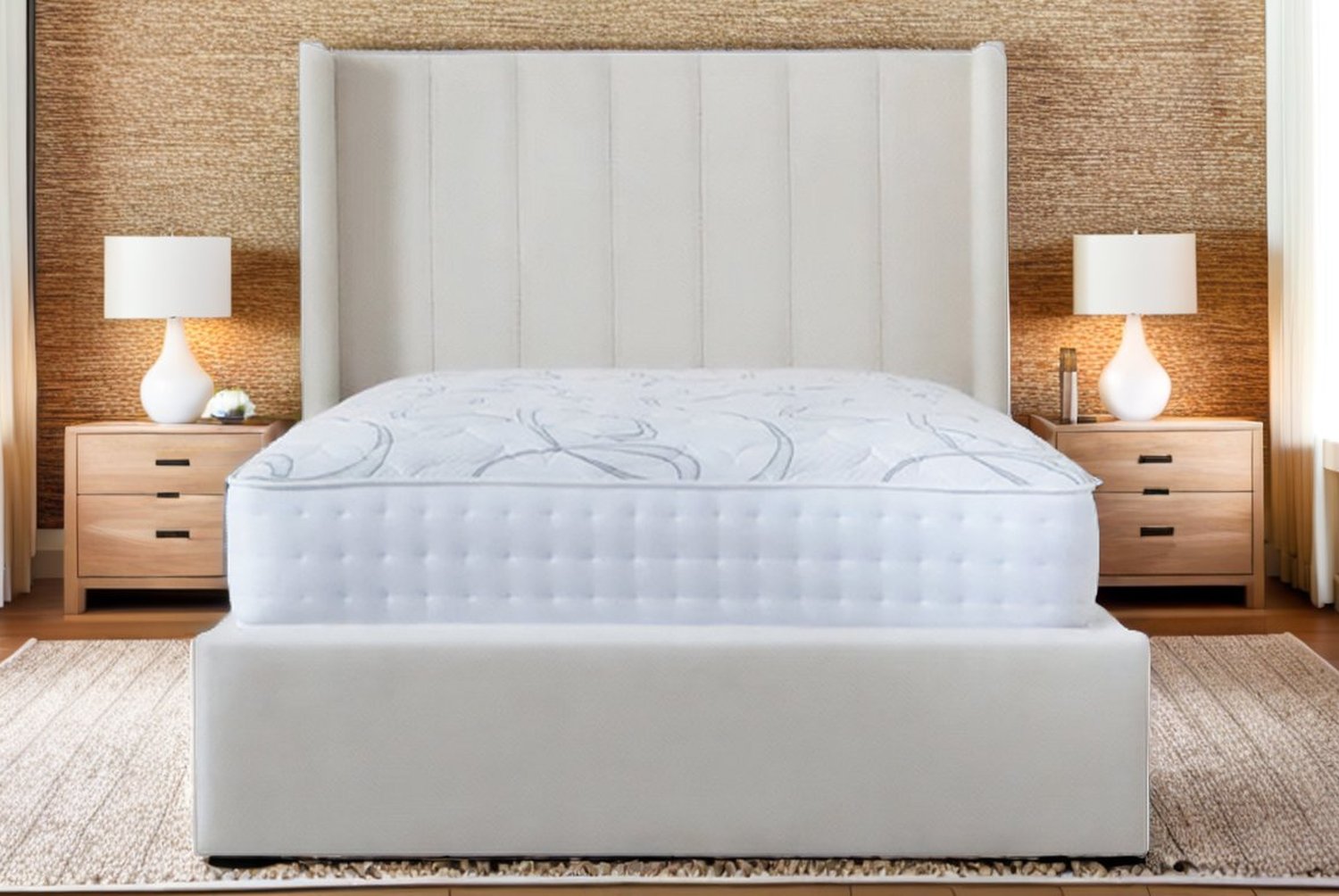 Elegant Boucle Panel Wing Bed Frame & Sturdy Base – Modern Design | Wowcher Elegant Boucle Panel Wing Bed Frame & Sturdy Base – Modern Design | Wowcher