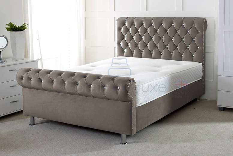 Chesterfield Sleigh Bed Frame – Elegant Velvet, Sturdy Base & Storage | Wowcher Chesterfield Sleigh Bed Frame – Elegant Velvet, Sturdy Base & Storage | Wowcher