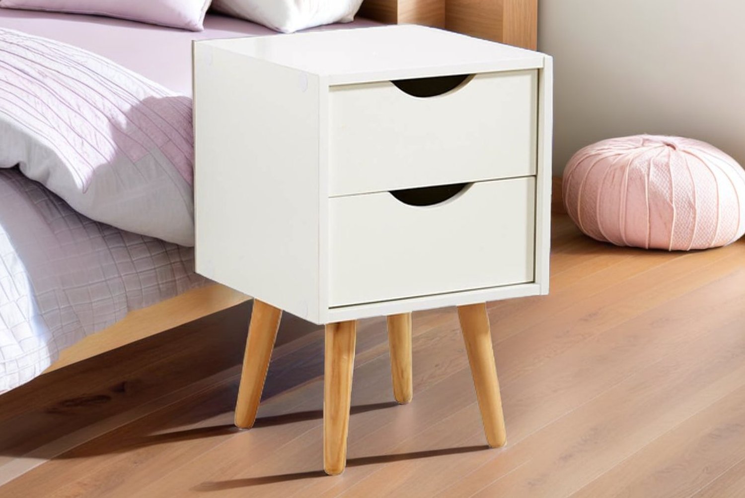 Boden Bedside Unit, Set of 2 - 2 Drawer, White | Wowcher