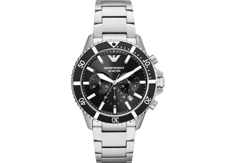Emporio Armani AR11360 Men's Diver Watch - Luxury Chronograph, 43mm Stainless Steel, 100m Water Resistant | Wowcher