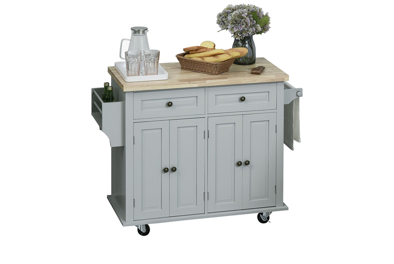 Grey Rolling Kitchen Island with Flexible Storage Unit Grey Rolling Kitchen Island with Flexible Storage Unit