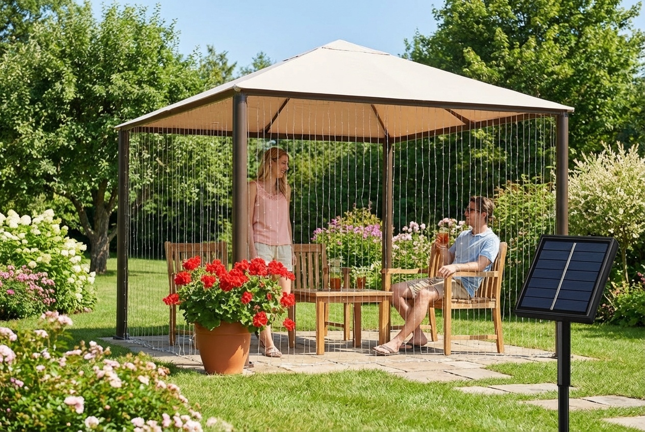 Solar LED Curtain String Lights - Weatherproof Outdoor, 3 Lengths & Colour Options | Wowcher