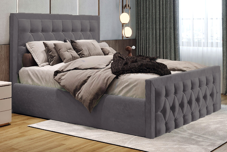 Elegant Chesterfield Sleigh Bed Frame – Sturdy Modern Base | Wowcher
