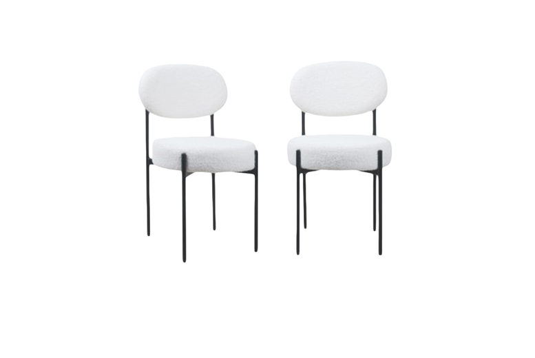 Set of 2 Upholstered Boucle Dining Chairs | Wowcher Set of 2 Upholstered Boucle Dining Chairs | Wowcher